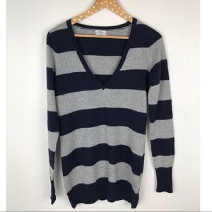 Navy and grey striped sweater